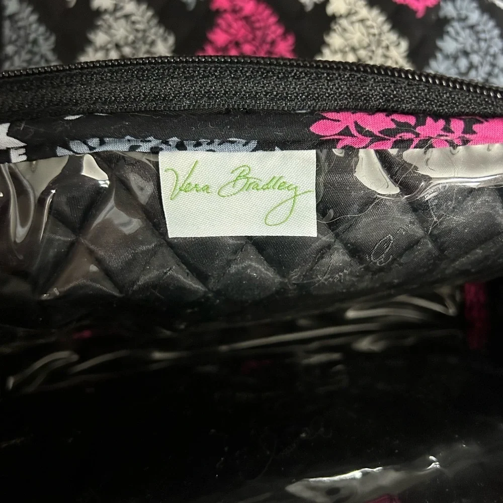 Vera Bradley black and pink foldable hanging cosmetic travel bag